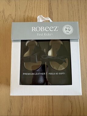 Robeez Black Leather Bow Baby Moccasins